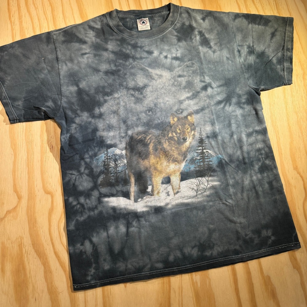Delta Magnum Weight Wolf Nature Graphic Tie Dye T-Shirt Gray Men's Size Large